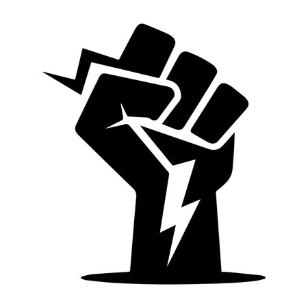 Fist with lightning icon. Simple illustration of fist with lightning vector icon for webのイラスト素材