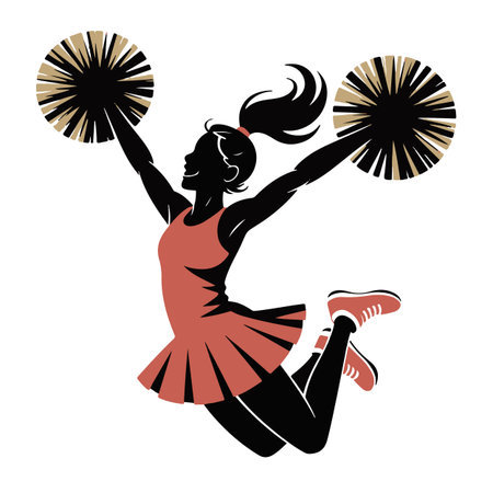 Cheerleader with pompoms. Vector illustration on white background.のイラスト素材