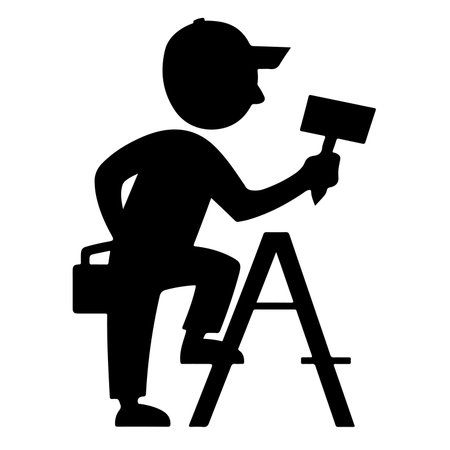 Painter with paint roller icon. Simple illustration of painter with paint roller vector icon for webのイラスト素材