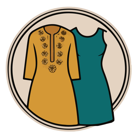 Isolated clothes label with a pair of women's dresses, Vector illustrationのイラスト素材