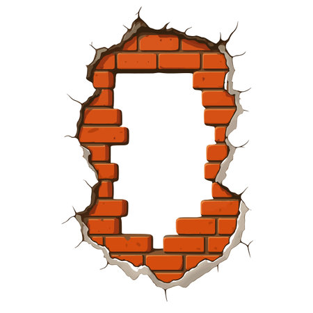 Cracked brick font. Letter D. Vector illustration isolated on white background.のイラスト素材