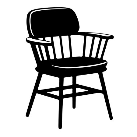 Black silhouette of a chair on a white background. Vector illustration.のイラスト素材