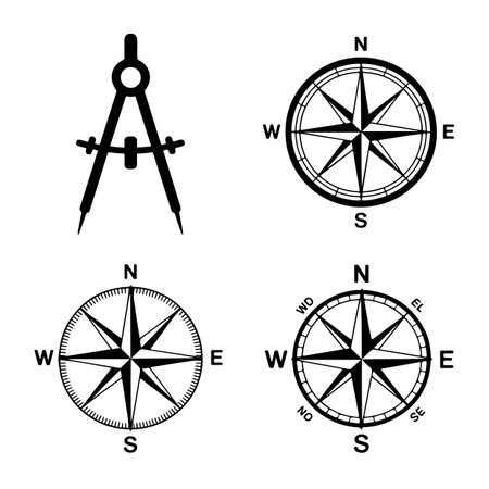 Compass icon set. Vector illustration of a compass icon set.のイラスト素材