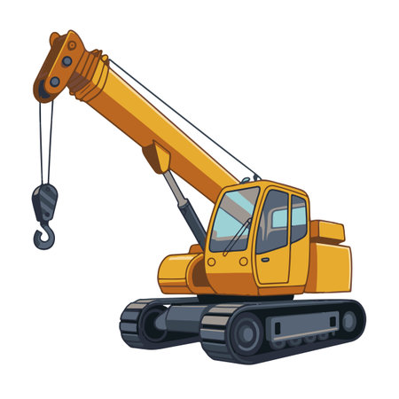 Crane isolated on white background. Construction equipment. Vector illustration.のイラスト素材