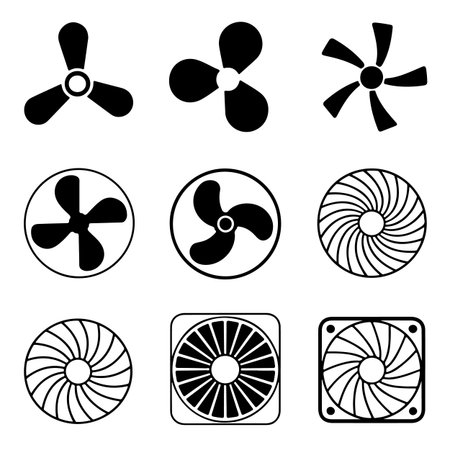 Fan icon set. Fan vector icon. Fan vector icon. Fan vector iconのイラスト素材