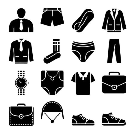 Men's Clothing and Accessories Icons Set. Vector Illustration.のイラスト素材