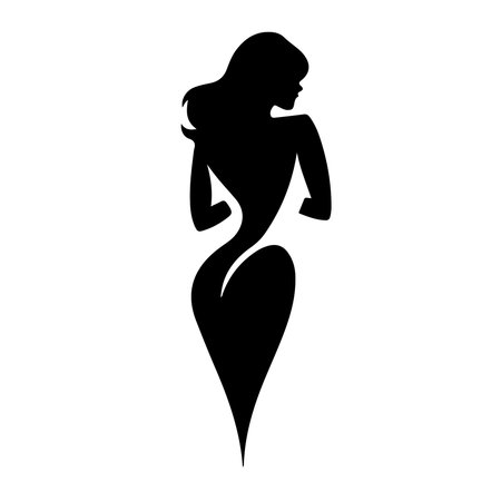 Silhouette of a beautiful woman in a bikini. Vector illustrationのイラスト素材