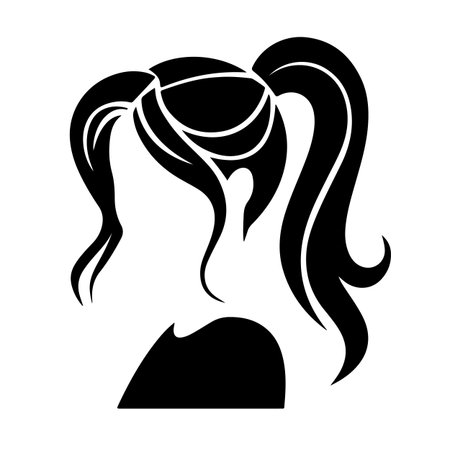 Silhouette of a girl with long hair on a white backgroundのイラスト素材