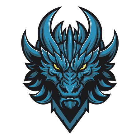 Dragon head mascot isolated on white background. Vector illustration for t-shirt print, poster and other design.のイラスト素材