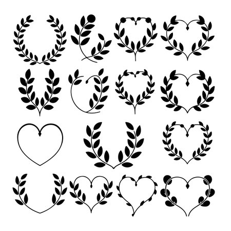 Laurel wreaths and laurel wreaths isolated on white background. Laurel wreaths set.のイラスト素材