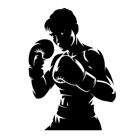 Boxing vector illustration isolated on white background. Black and white.のイラスト素材