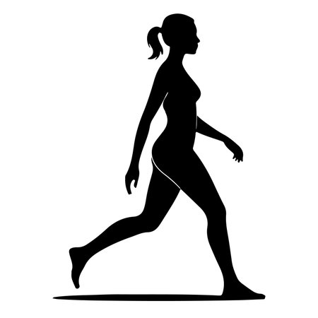 Silhouette of a running woman on a white background, vector illustrationのイラスト素材