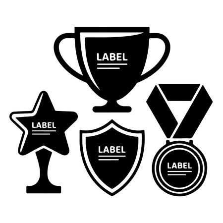 Trophy Icon Set Isolated on White Background. Vector Illustrationのイラスト素材