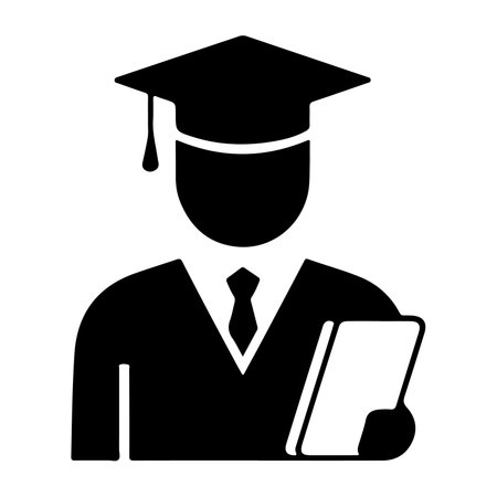 Graduate icon vector male user person profile avatar symbol for education in a glyph pictogram illustrationのイラスト素材