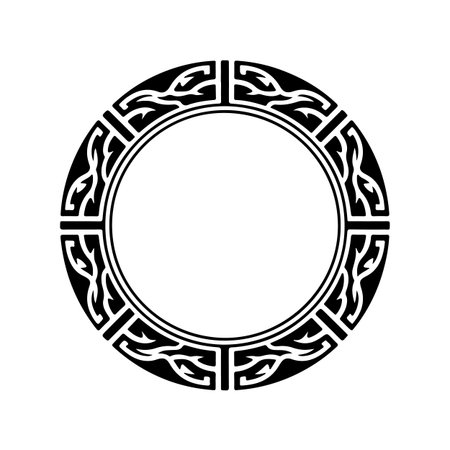 Round frame with decorative ornament. Element for design. Template for laser cutting. Vector illustration.のイラスト素材