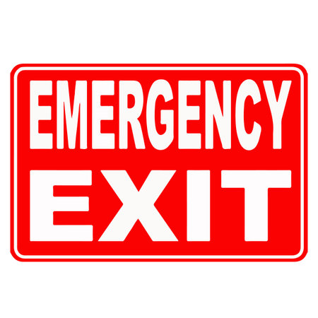 Emergency exit sign on white background. Vector illustration. Eps 10.のイラスト素材