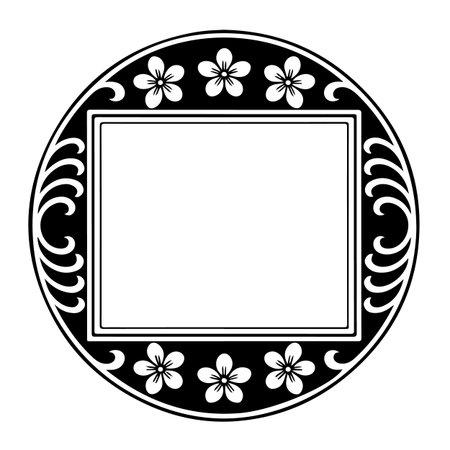 Black and white border frame deco vector art simple line corner designのイラスト素材