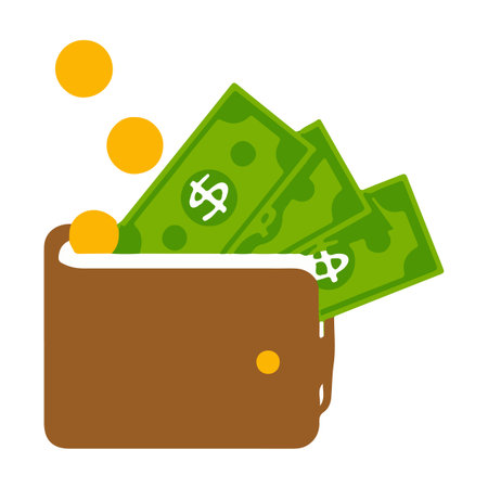 Wallet with money icon. Flat illustration of wallet with money vector icon for webのイラスト素材