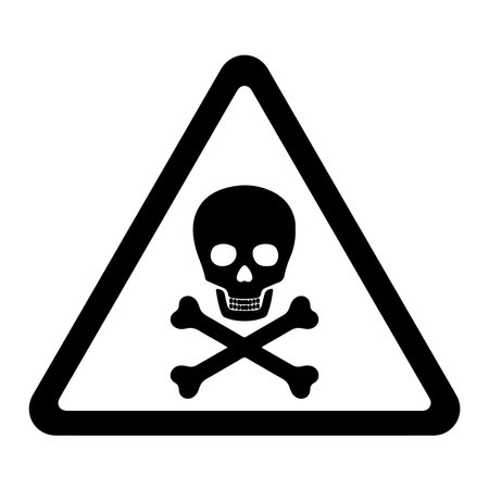 Warning sign with skull and crossbones on white background. Vector illustration.のイラスト素材