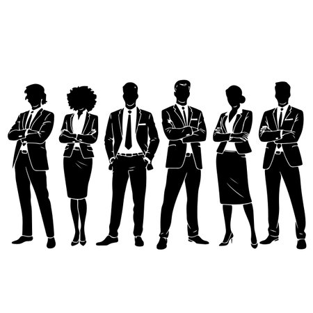 Business people silhouettes isolated on a white background. Vector illustration.のイラスト素材