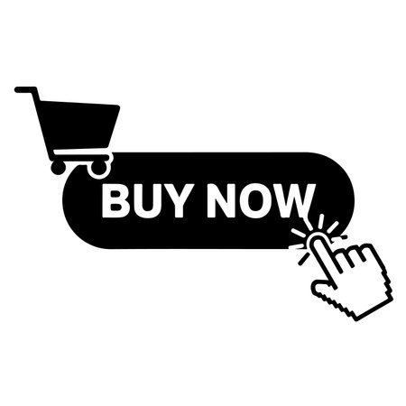 Buy now button on white background. Flat style. Vector illustration.のイラスト素材