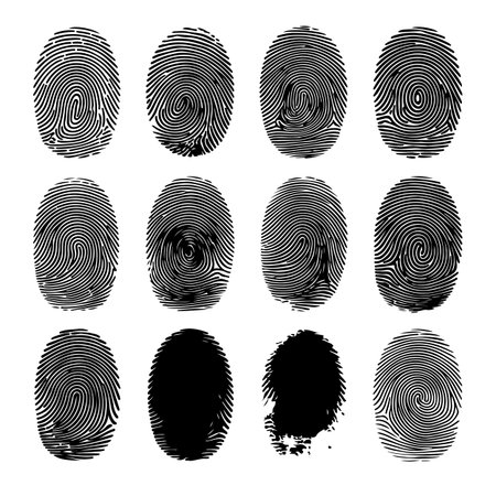 Fingerprint icons set. Vector illustration isolated on white background.のイラスト素材