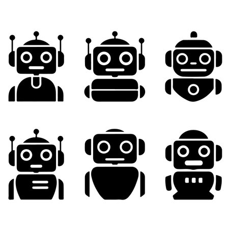 robot icon set on white background. Vector illustration. Eps 10.のイラスト素材