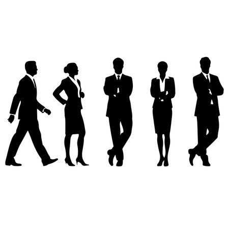 Silhouettes of business people on a white background. Vector illustrationのイラスト素材