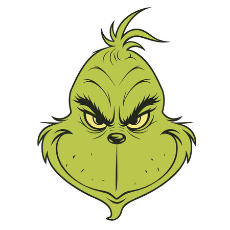 Angry green monster face. Vector illustration isolated on white background.のイラスト素材