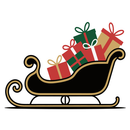 Santa Claus sleigh with gifts. Vector illustration on white background.のイラスト素材
