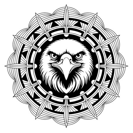 Eagle head in a mandala. Vector illustration for tattoo or t-shirt design.のイラスト素材
