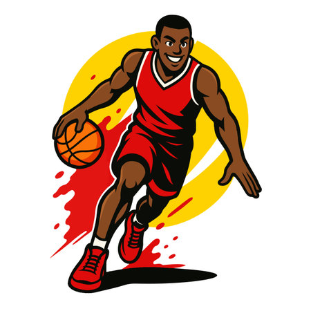 Basketball player with ball. Vector illustration of a basketball player.のイラスト素材