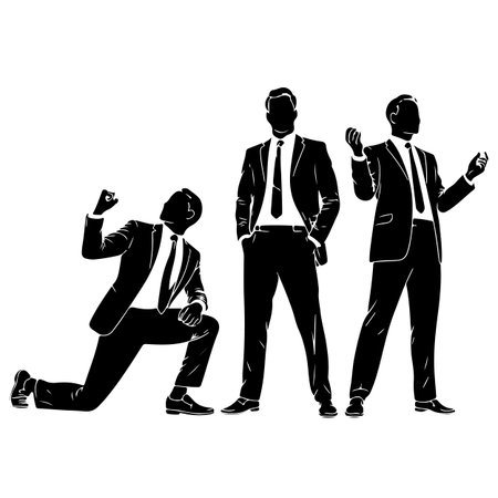Businessmen in a hurry to work. Silhouette vector illustrationのイラスト素材