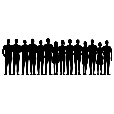 Group of people silhouettes on a white background. Vector illustration.のイラスト素材