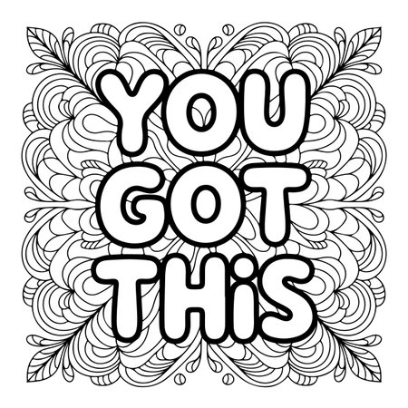 You Got This. Hand drawn lettering. Black and white vector illustration.のイラスト素材