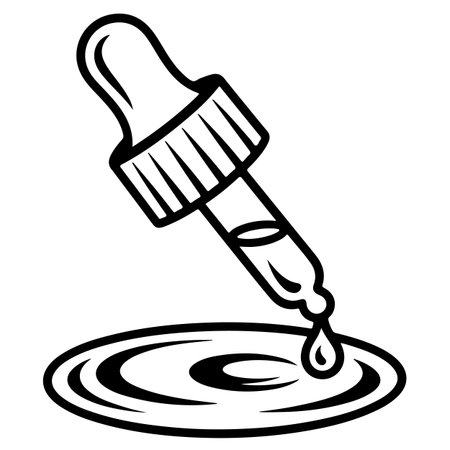 Pipette with drop of oil. Vector illustration in outline styleのイラスト素材