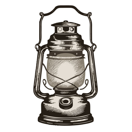 Vintage kerosene lamp isolated on white background. Vector illustration.のイラスト素材