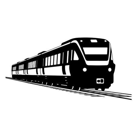Vector illustration of a train on a white background. Monochrome image.のイラスト素材