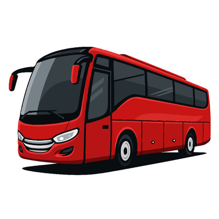 Red bus on a white background. Side view. Vector illustration.のイラスト素材