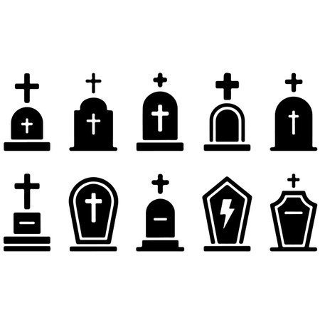 Grave icon set. Flat design style. Vector EPS 10.のイラスト素材