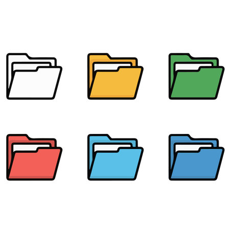 Folder icon set. Flat illustration of folder vector icons for web designのイラスト素材
