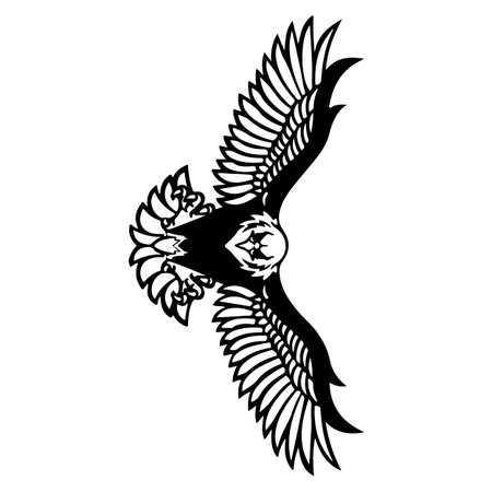Eagle in the form of a tattoo on a white background.のイラスト素材