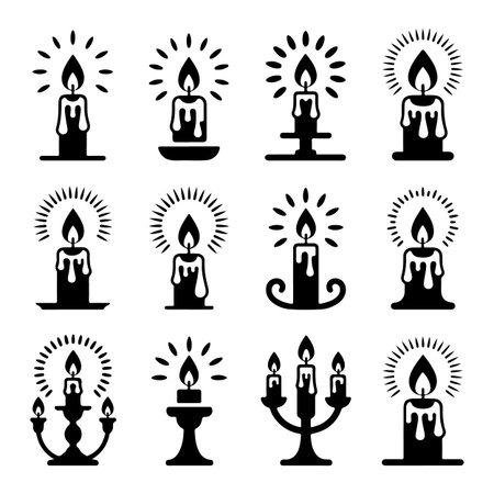 Candle icon set. Vector illustration of a set of candles.のイラスト素材