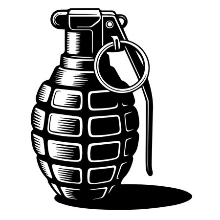 Grenade with a hand grenade on a white background. Vector illustrationのイラスト素材