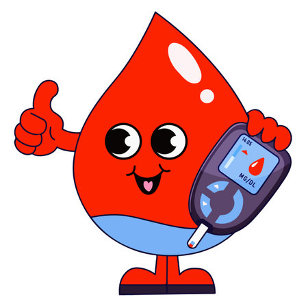 Blood drop with a thermometer and a thumb up, vector illustrationのイラスト素材