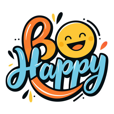 Happy birthday greeting card. Hand drawn lettering. Vector illustration.のイラスト素材