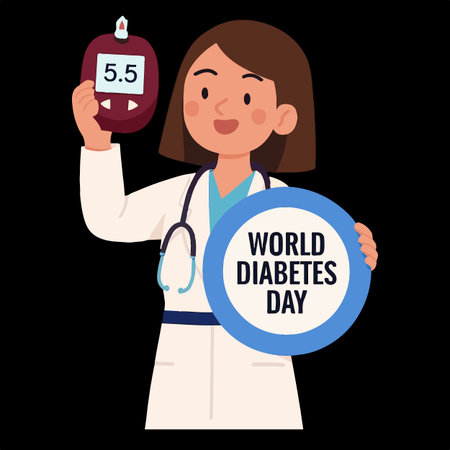 World Diabetes Day. Doctor holding a blood glucose meter. Vector illustration.のイラスト素材