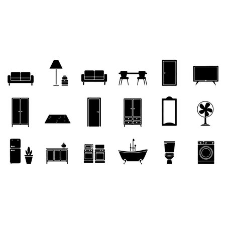 furniture icon set vector sign symbol for web site and mobile appのイラスト素材