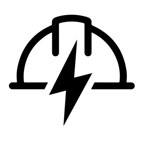 Electrician Helmet vector icon. Flat black symbol. Pictogram is isolated on a white background. Designed for web and software interfaces.のイラスト素材