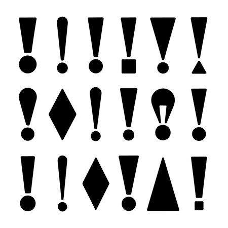 Set of exclamation mark icons. Vector illustration isolated on white background.のイラスト素材